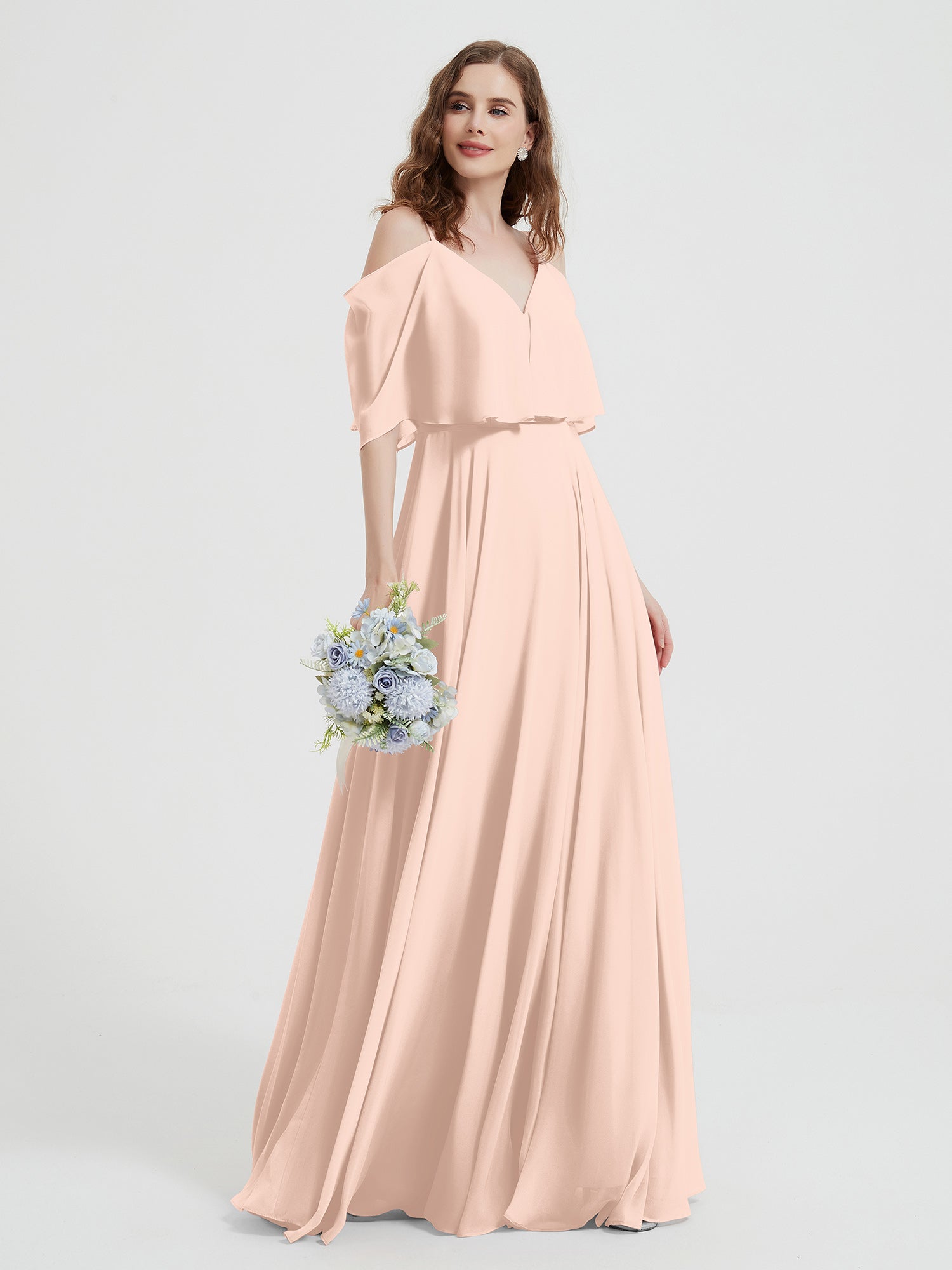 Spaghetti Strap Dresses with Flutter Sleeves Pearl Pink